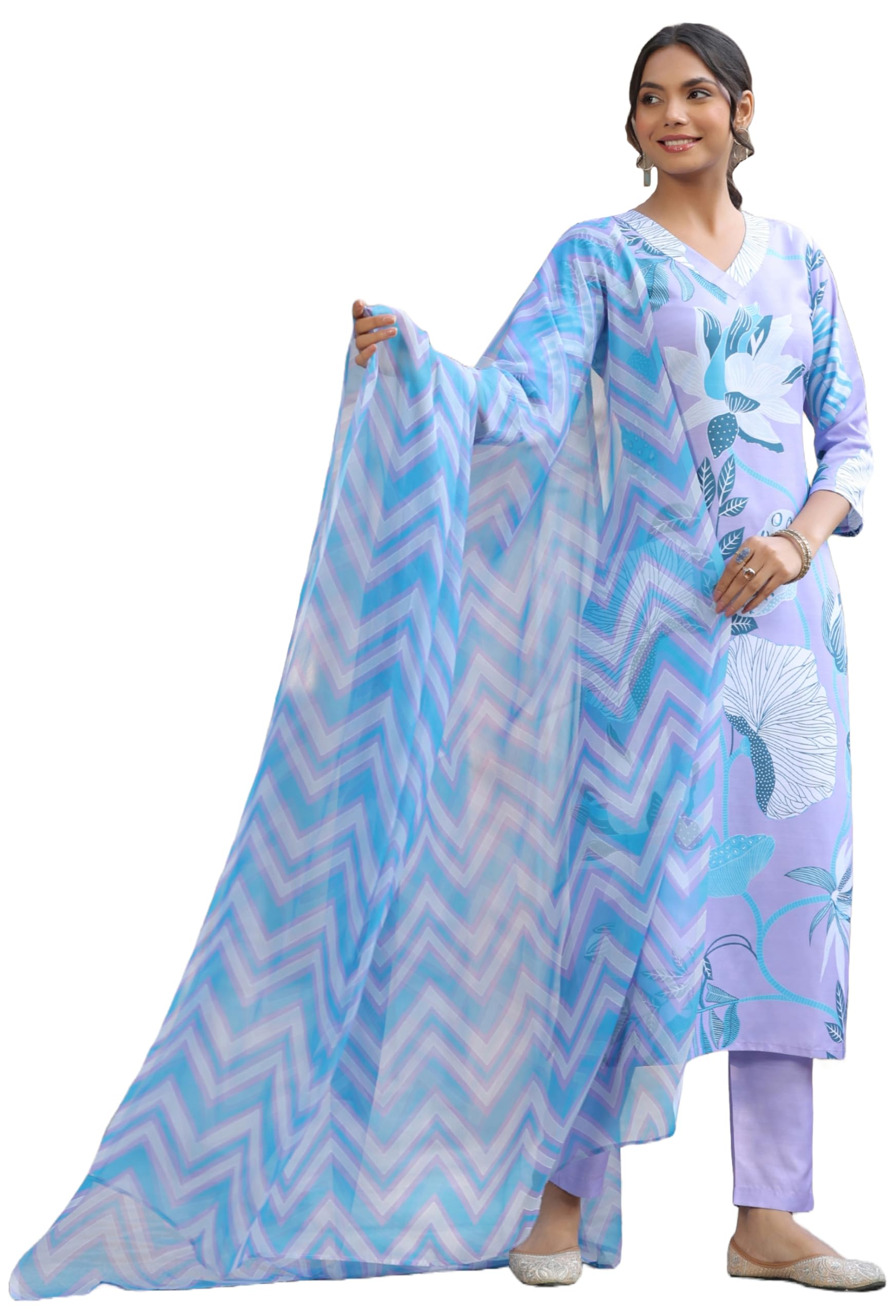 anni designer Women Cotton Blend Kurta Pant With Dupatta-picture-43