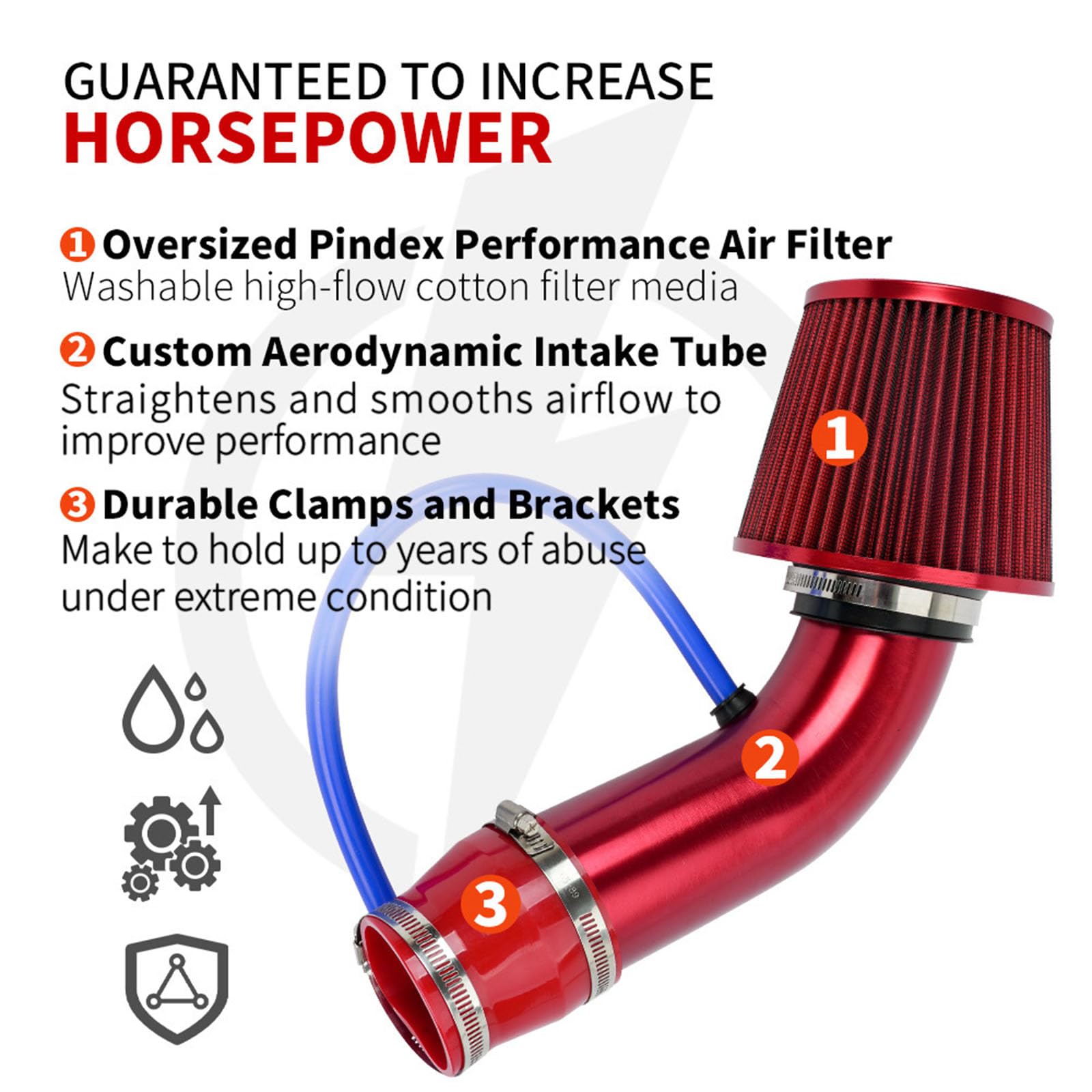 Filtro Aria Sportivo Auto per BMW 1er 120d E87 130i E87 | Kit Aspirazione Aria Fredda Auto 76mm 3 Pollici, Tubo in Alluminio con Filtro Aria Conico Sportivo Lavabile