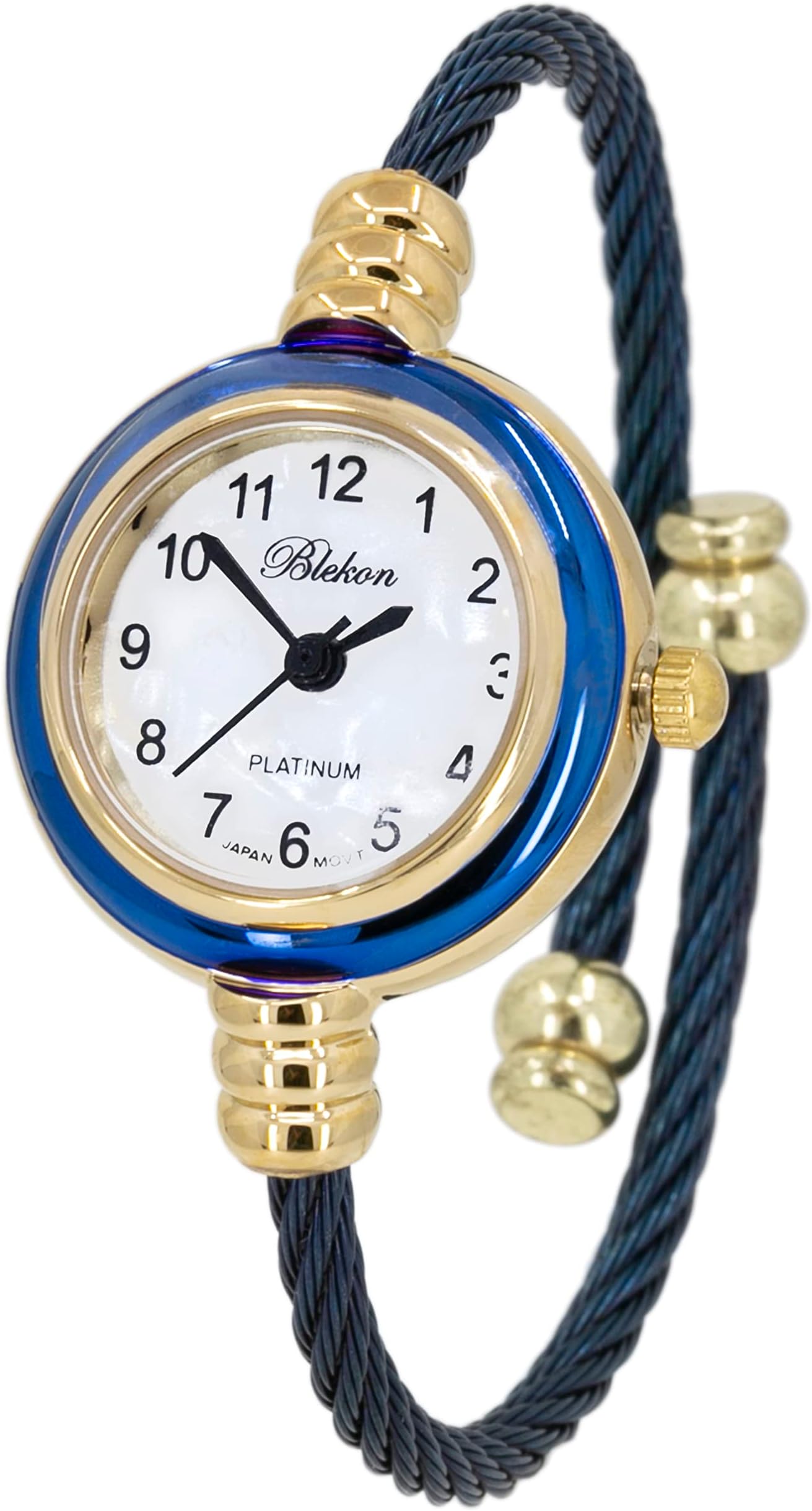 Collections Women's Cuff Watch - Round Analog Display Arabic Numbers 23mm Case Wire Bracelet Watch for Women Elegant Cable Cuff Bangle Wrist Watch