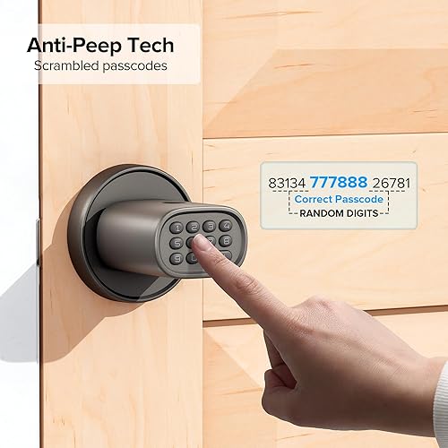 Miniatura 8 de Cerradura de puerta de entrada sin llave, cerradura de puerta de huellas dactilares con teclado biométrico, bloqueo automático para puertas