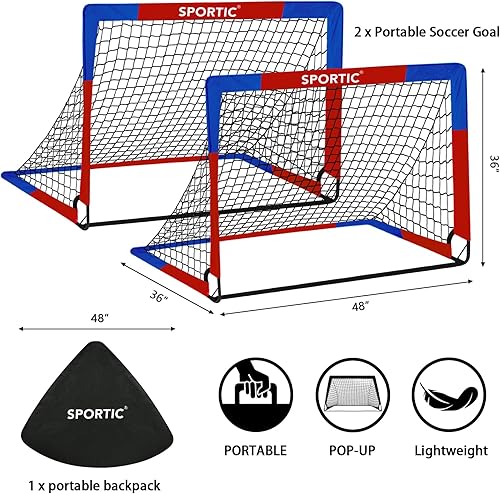 Miniatura 2 de Paquete de 2 redes de fútbol de 4 x 3 pies, porterías de fútbol para practicar niños para interiores y exteriores. Red de fútbol portátil con bolsa