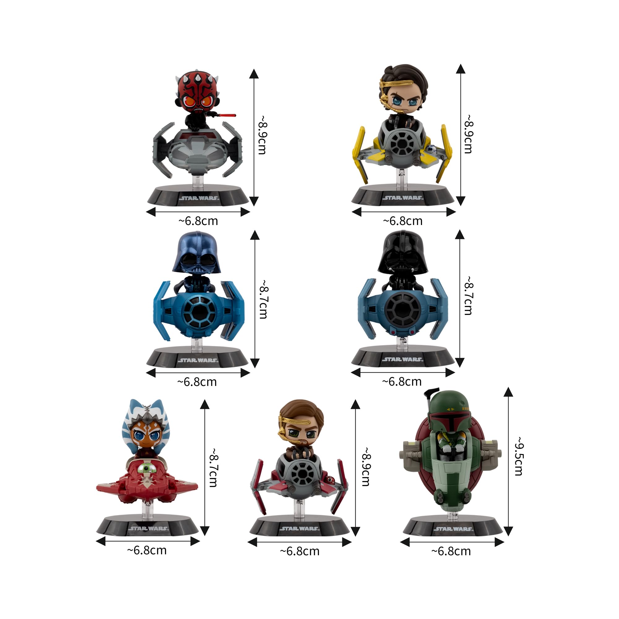 YuMe Star Wars Cosbi Rider Bobble Head Collection Series 1 | Blind Box mit 1 von 7 Mini Figuren, Sammelfigur mit Sammelkarte, Merch für Fans der Filme und Serien, 15438
