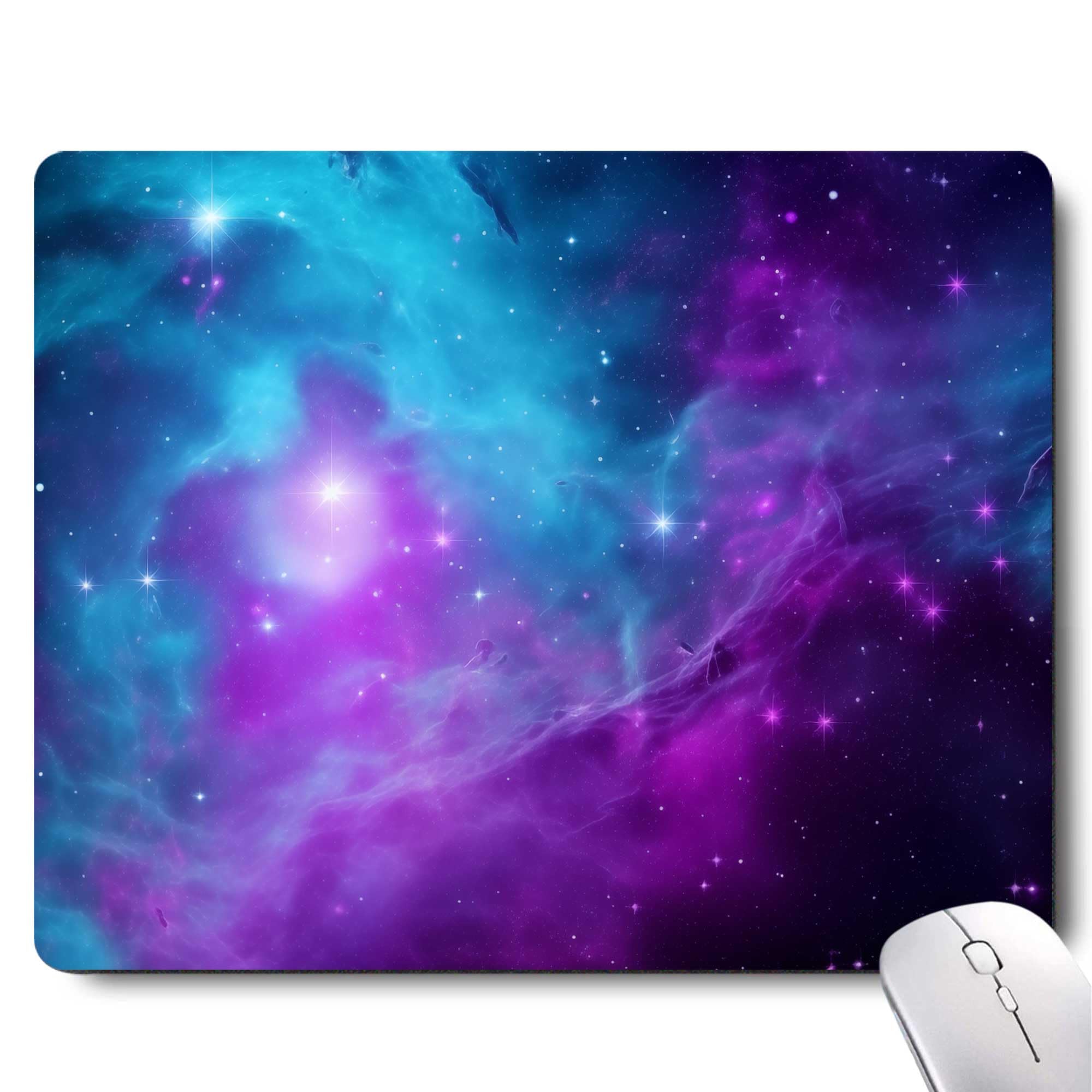 Blue Galaxy Purple Nebula Universe Space Mouse pad,Personalized Design Mousepad Non-Slip Rubber Base Mouse Pads for Desk Computers Laptop Office,Square Mousepad ForOffice Laptop