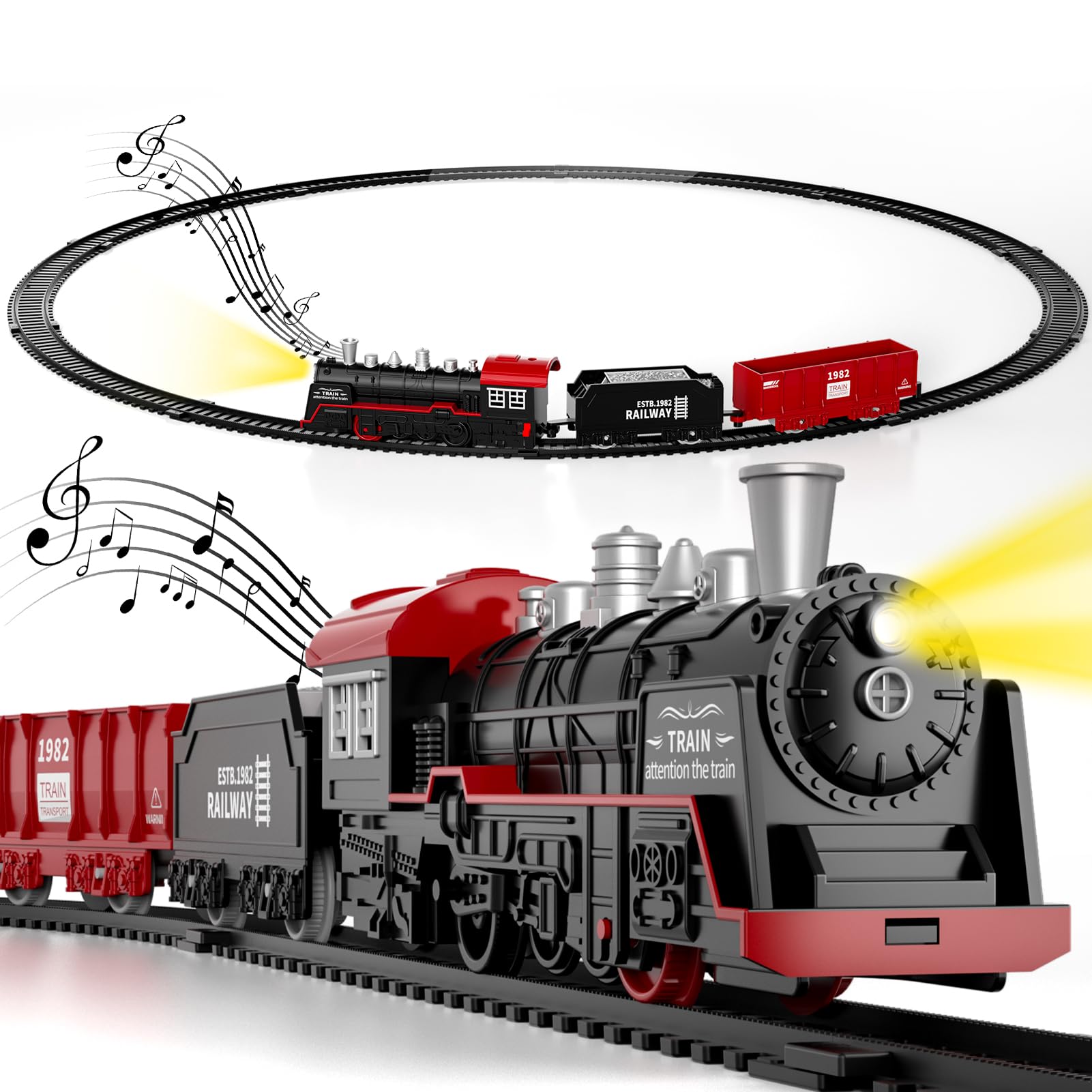Lucky Doug Christmas Train Set Toys for Kids Toddler Ages 3-5 4-7, Toy Train Set with Light & Sound for Under Christmas Tree, Christmas Toys Train Set for Boys Kids Ages 3-5 4-7 4-8