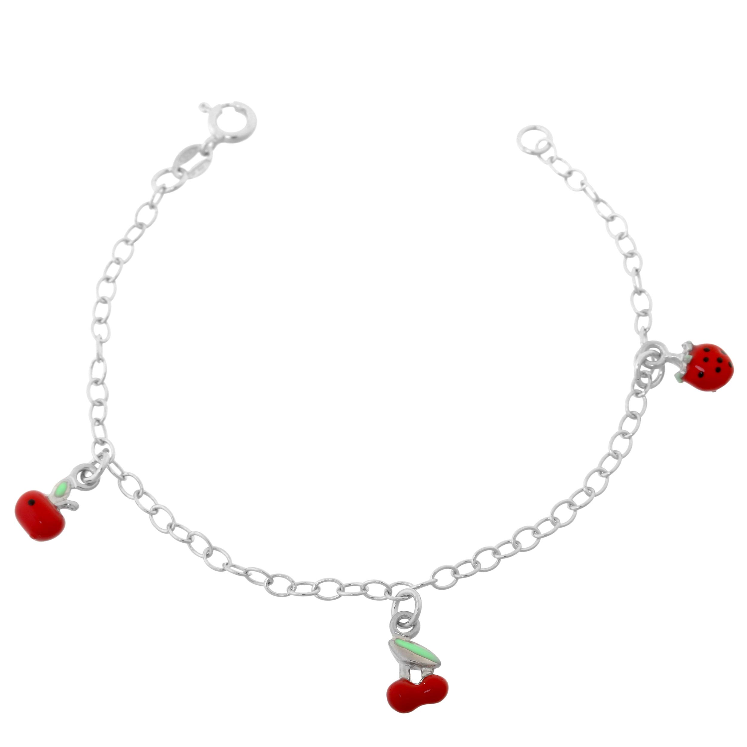 Orphelia 925 Silver Kids - Set di bracciale + orecchini a forma di frutta con angelo