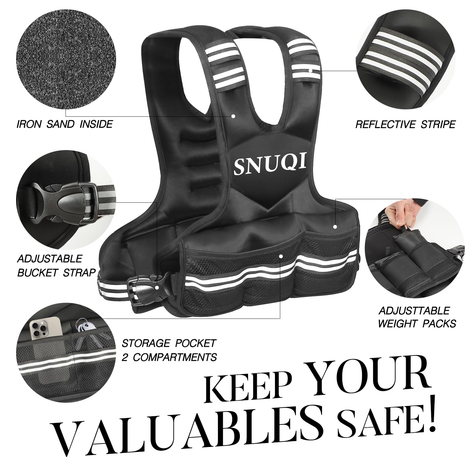 Adjustable Weighted Vest for Men and Women 4-10lbs/9-18lbs/20-32lbs Weighted Vest with 6 Ironsand Weights for Home Workouts Adjustable Body Weight Vest Exercise Set for Cardio and Strength Training