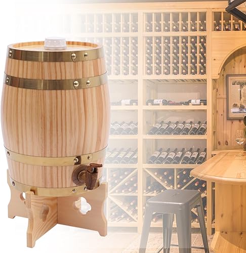 Miniatura 4 de Barril de madera de pino de LOYALHEARTDY de 5 l de madera de pino de primera calidad, con soporte vertical para almacenamiento de whisky, vino,