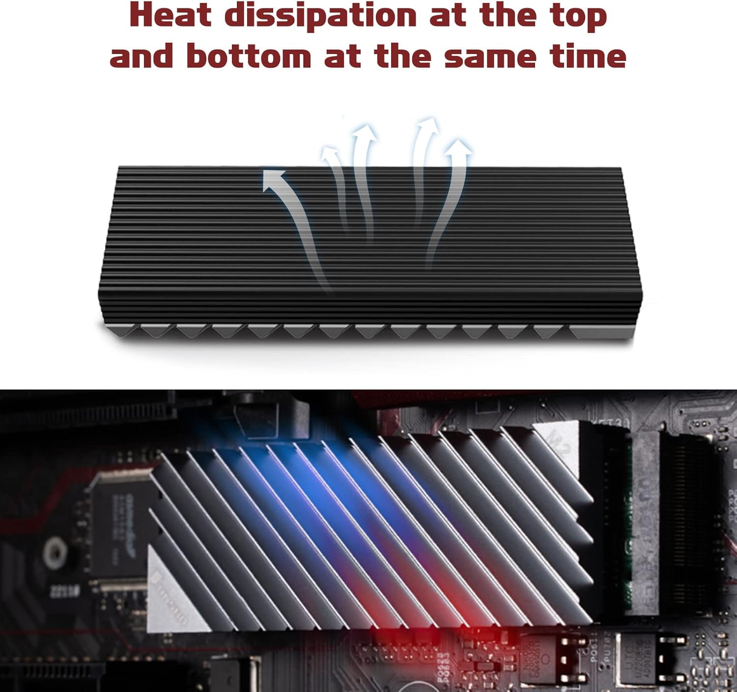 QOCO M. 23 M.2 SSD (Grey) Heatsink Aluminum Alloy Heat Dissipation Fin Heat Sink with Thermal