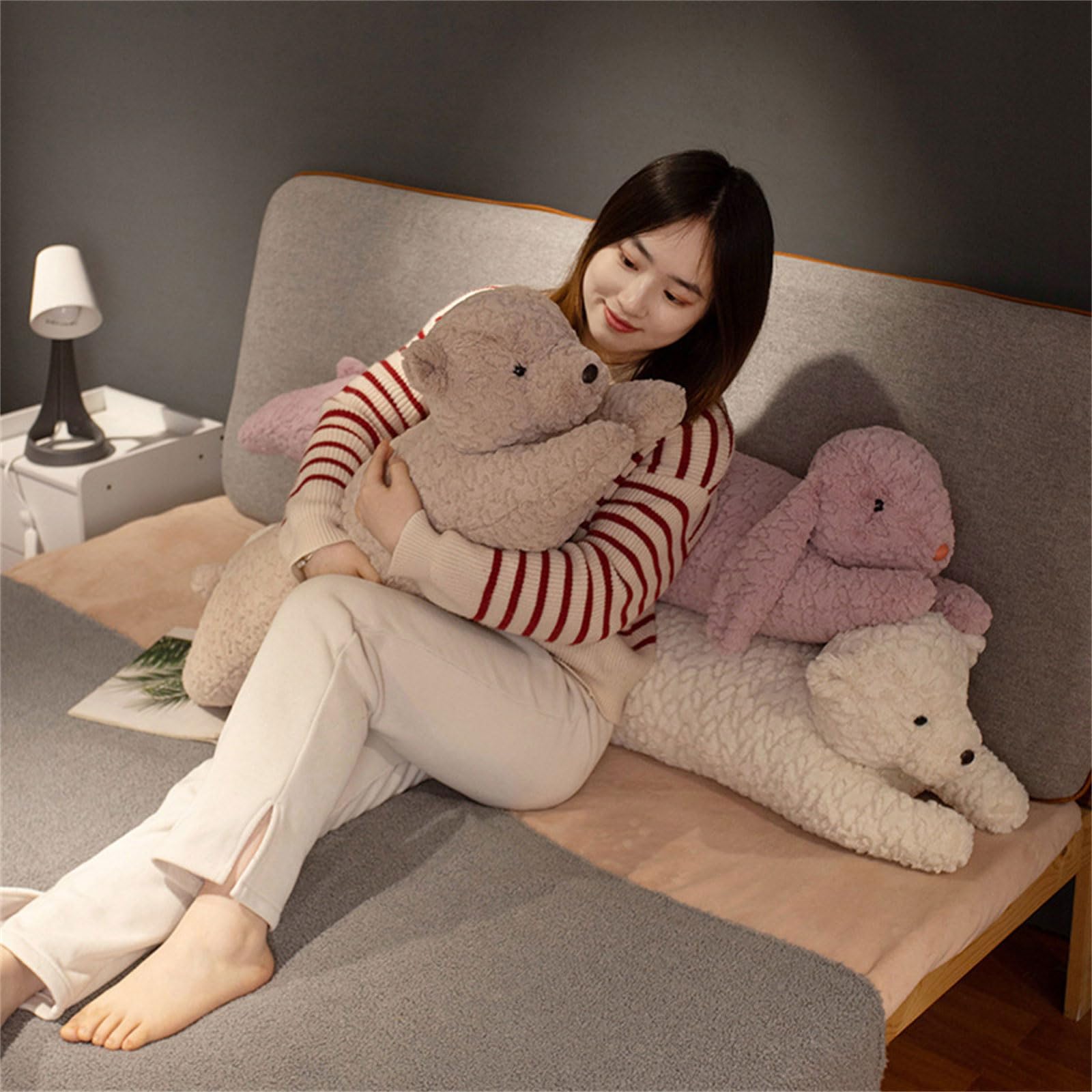 Bonita almohada larga funcional con forma de animal con diseño de dibujos animados para niños y adultos, almohada de regalo de cumpleaños para mujeres
