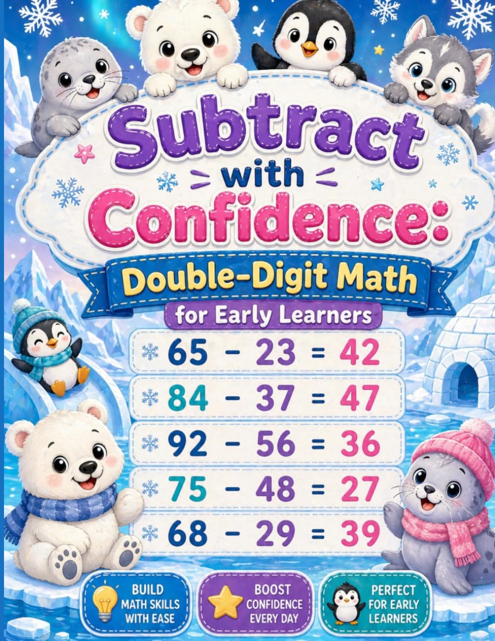 Subtract with Confidence: Double‑Digit Math for Early Learners: Encouraging Horizontal Subtraction Practice with Friendly Arctic Animals