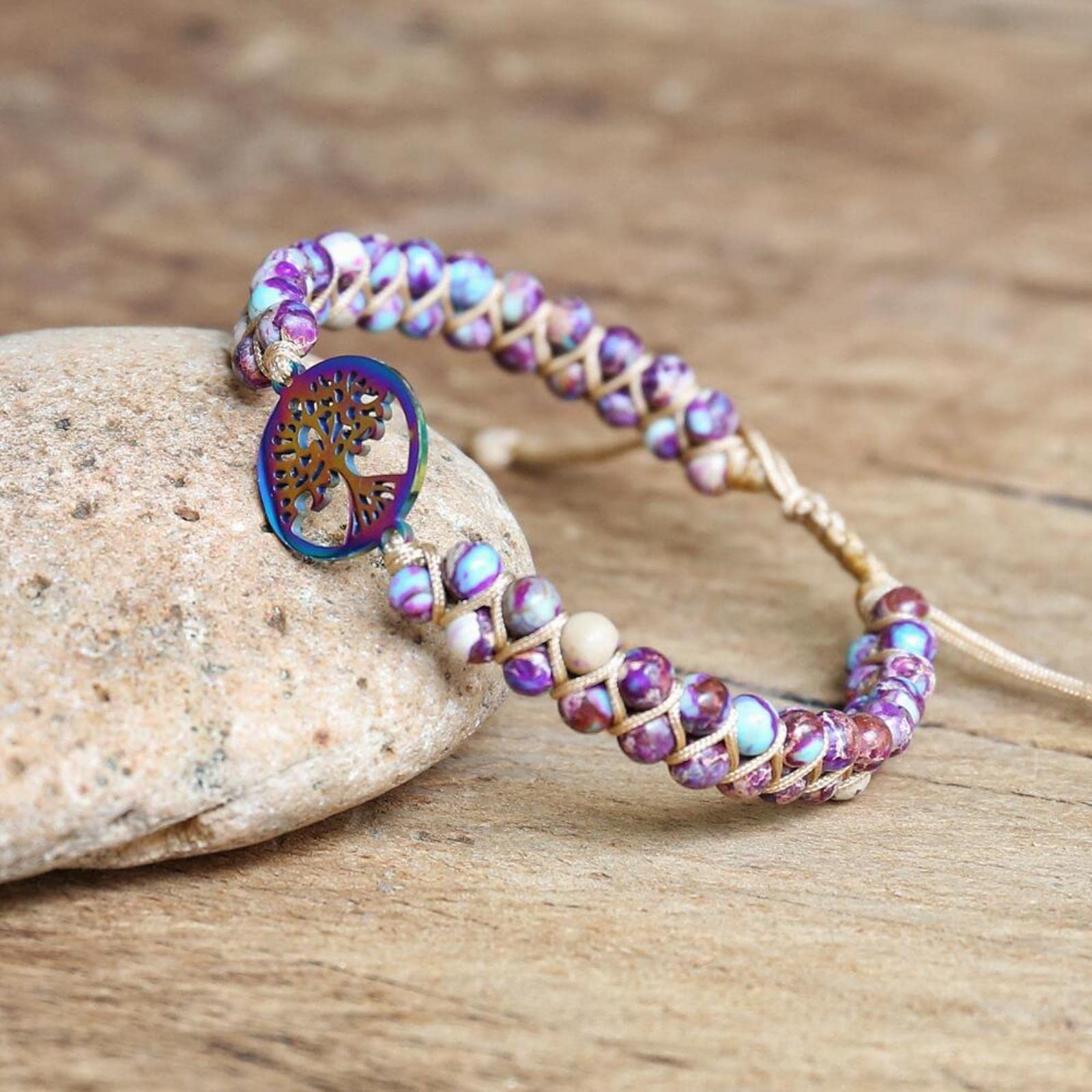 ZOSOJONA Braccialetto avvolgente da donna, in stile boho, in diaspro