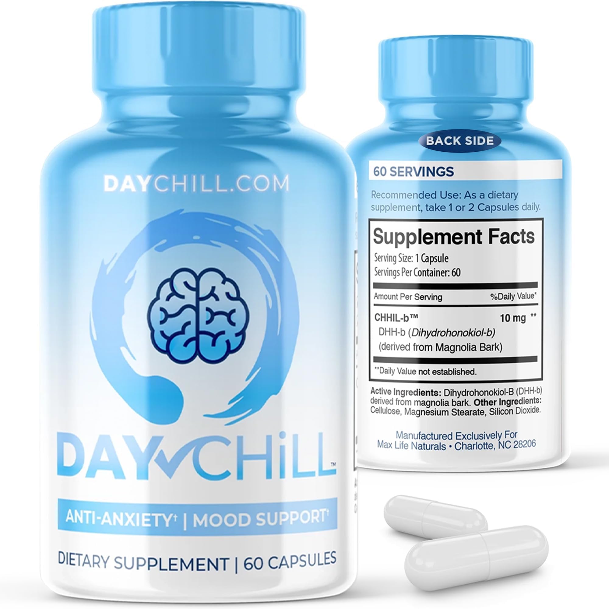 MaxLife Naturals Chill Pill DHHB Calm Mood Support 60 Capsules