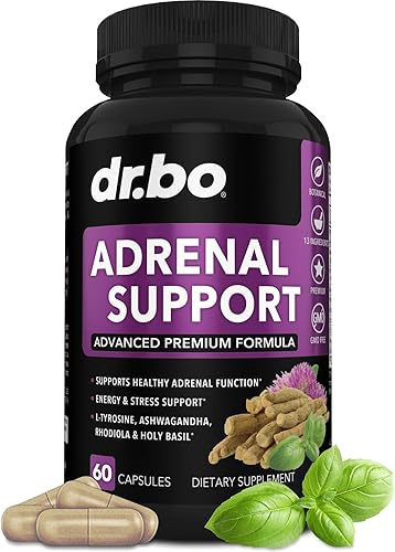 Suplemento para el control de cortisol de apoyo suprarrenal - Suplementos de fatiga suprarrenal para mujeres y hombres con adaptógeno natural