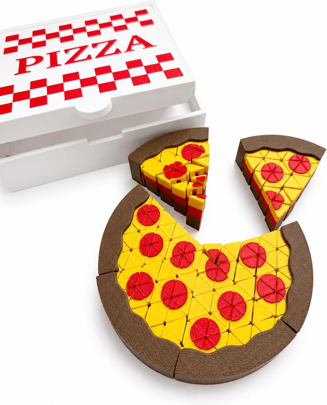 3D Printed Pizza Fidget Toy, Pizza Puzzle Box | Pizza Lover Gift, Collectible Desk Decor, Fun Display Piece for Foodies & Gamers