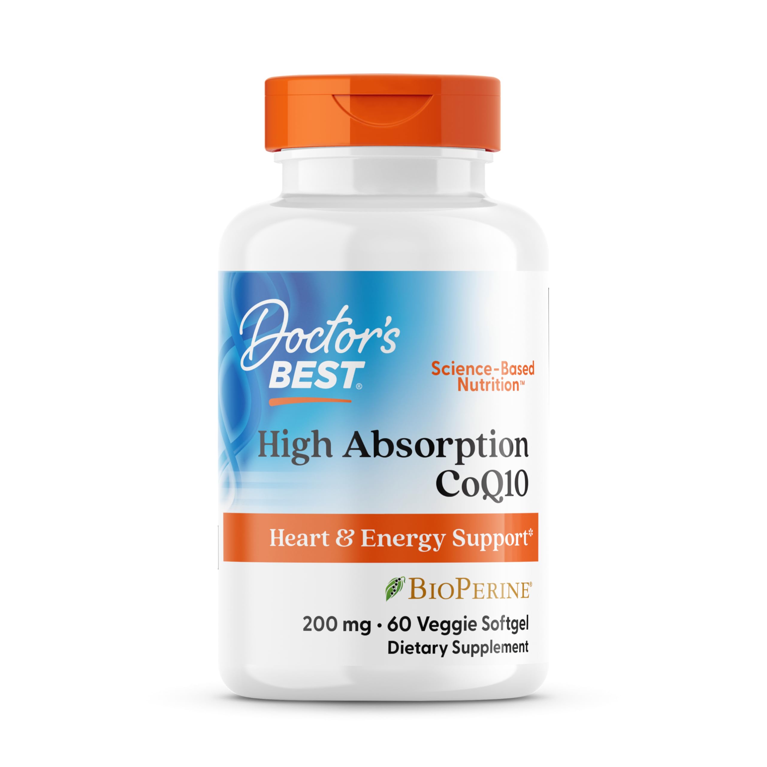 Doctor's Best High Absorption COQ10, Heart & Energy Support, USP Verified, Naturally Fermented CoQ10, Non-GMO Gluten Free, Soy Free, 60 Veggie Softgels