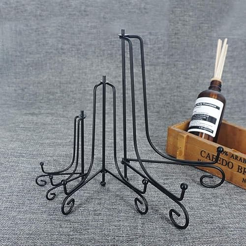 Miniatura 5 de LIONWEI LIONWELI Paquete de 6 soportes de exhibición de hierro, soporte de placa de caballete de hierro negro para mostrar imágenes, platos, libros