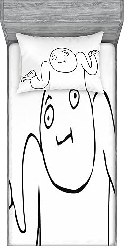Miniatura 7 de Ambesonne Juego de sábanas bajeras y fundas de almohada, diseño creativo con texto en inglés "Whatever Guy Meme", diseño creativo de dibujos, 3