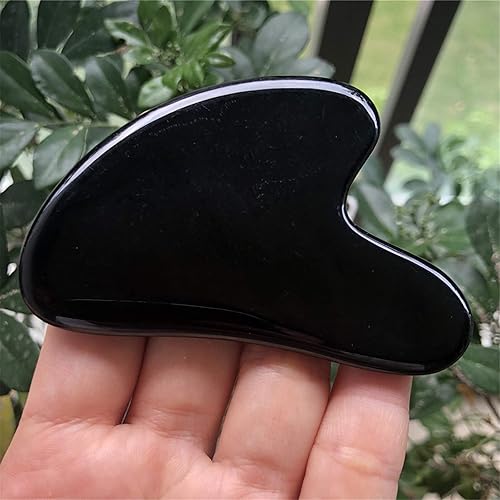 Miniatura 2 de Natural Black Obsidian Gua Sha Massage Tool for Body Skin Facial, Crystal Scraping Board for SPA Acupuncture Therapy Trigger Point Treatment