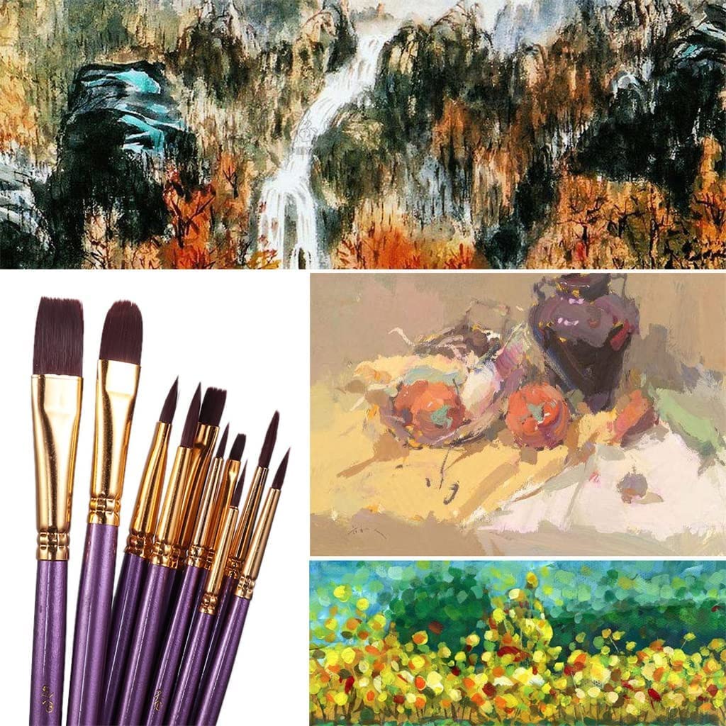 10 sztuk/zestaw pióro do akwareli pędzel fioletowy nylonowe włosy pędzle malarskie artysta pędzel do malowania olejnego dla majsterkowiczów Professional decorate