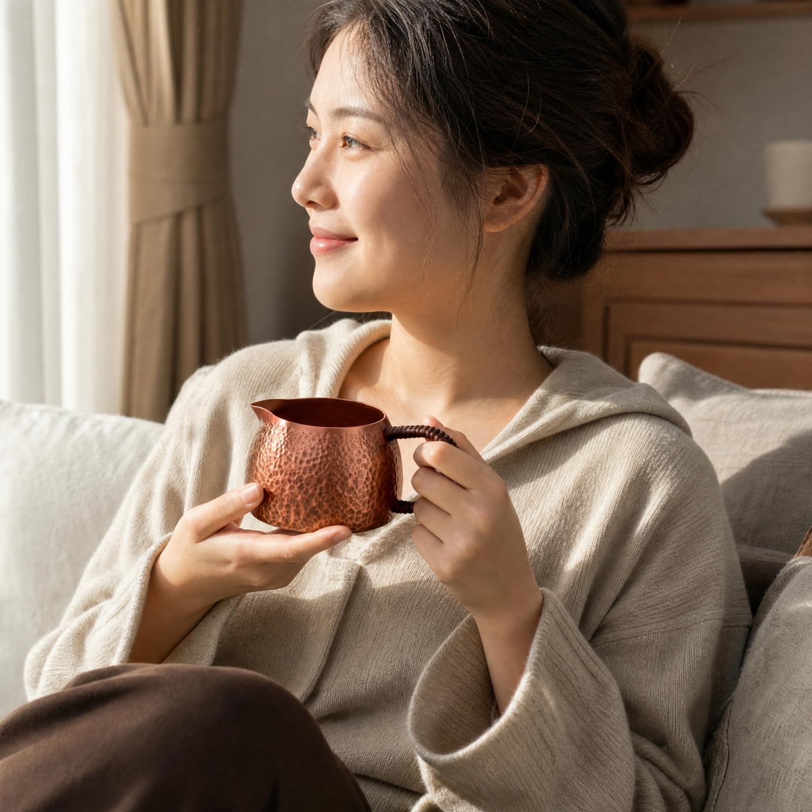Té Cobre Martillado Hecha a Mano Té Cobre Resistente Al Térmico Vaso