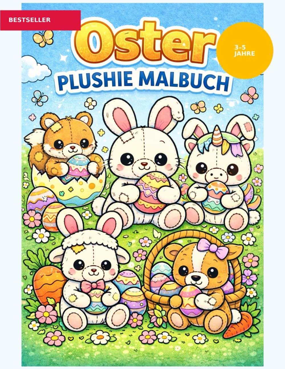 Oster Plushie Malbuch für Kinder: 20 süße Oster-Ausmalbilder mit extra dicken Linien – Perfekt für Kindergarten & Vorschule | Große Motive mit Hasen, ... & Ostereiern (Plushie Malbuch Kollektion)
