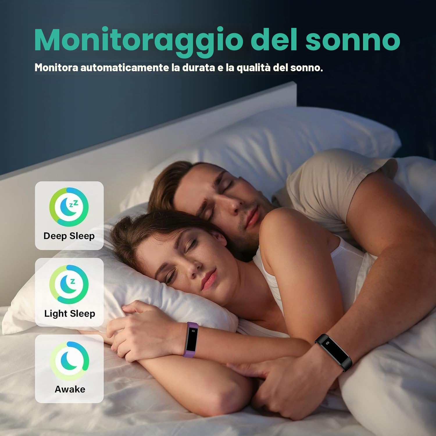 Smart Band Fitness Orologio Contapassi Frequenza Cardiaca, SpO2, Pressione Sanguigna, Sonno Calorie Activity Tracker Impermeabile IP68, 16 modalità Sportive Smartwatch Donna Uomo