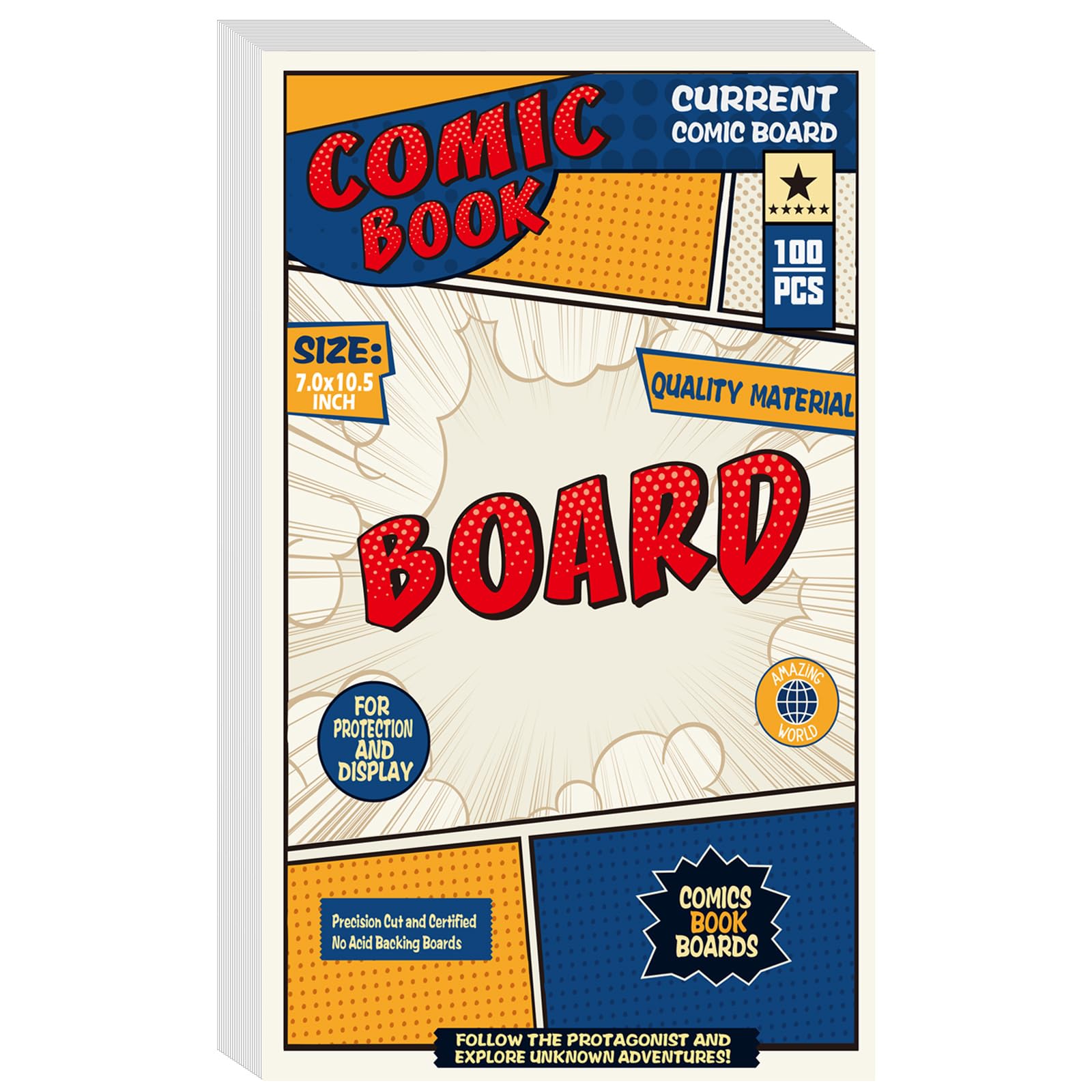 Leffis 100 Comic Book Boards, Current Size Comic Boards Thick and Durable Regular Comic Book Backing Boards and Reusable Comic Book Boards for Regular Comics (100)
