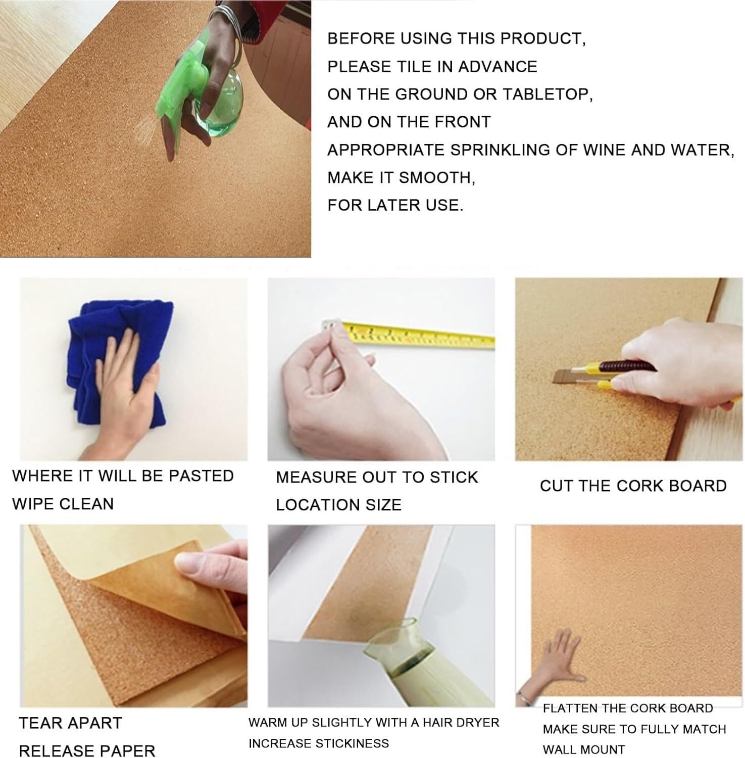 Cork Board Self-Adhesive Backing Cork Roll,Self-Adhesive Bulletin Board,for Decorating Wall,Furniture, Crafting DIY Projects for Office & Home Decor (Color : Brown, Size : 1.22x4.92m(6MM))