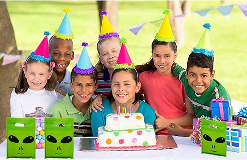 Miniatura 5 de 50 bolsas de plástico verdes para decoración de fiestas de alienígenas – Divertidas bolsas de plástico para decoración de fiesta de cumpleaños de