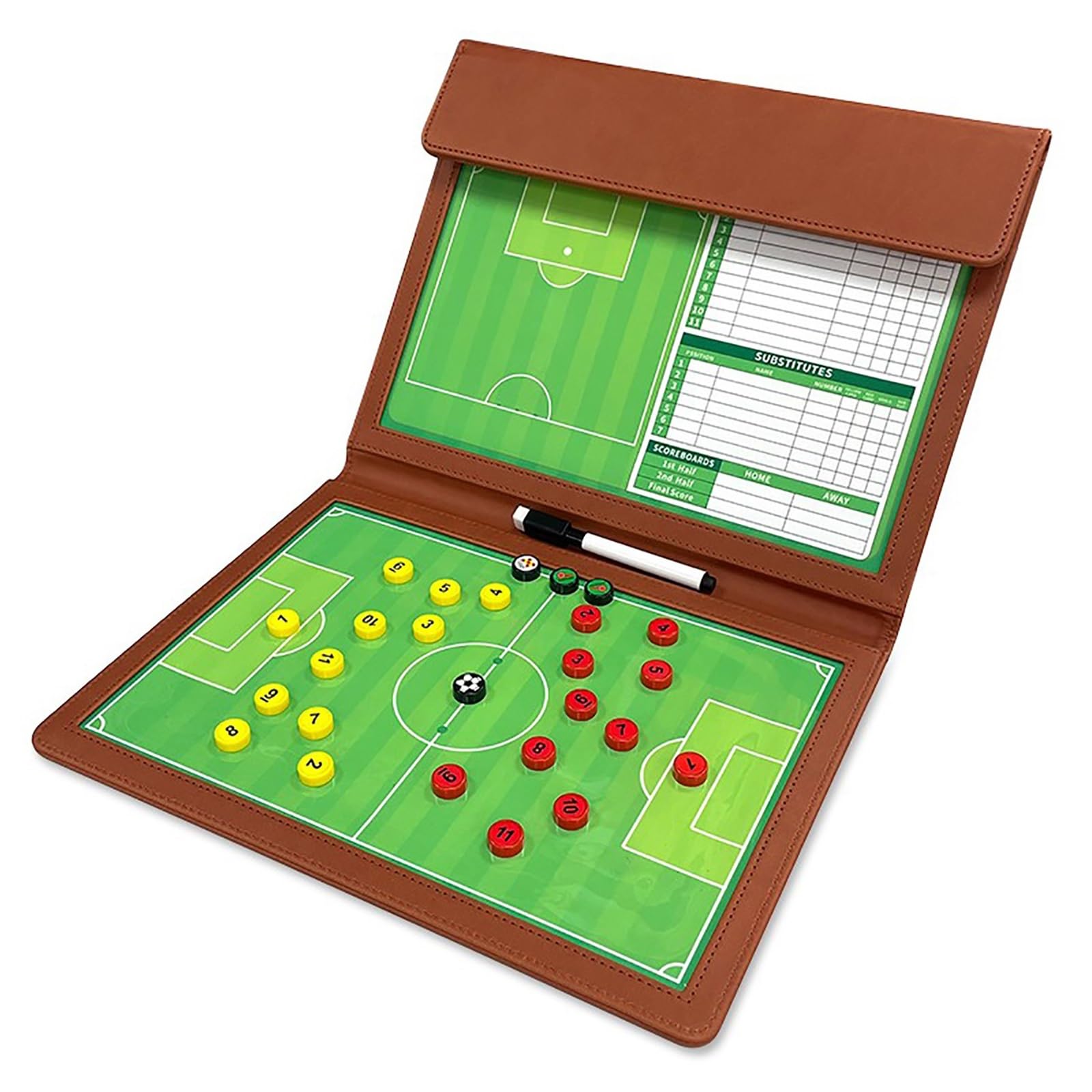 Lavagna Tattica Calcio, Lavagna Calcio Allenatore di Board, Design Pieghevole, Facile da Scrivere e Cancellare, Ideale per Scuola/competizioni/club(Brown)
