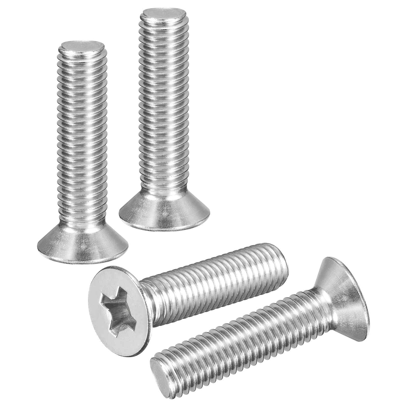 DTGN M10-1.5x45 Flat Head Countersunk Machine Screws - 4pcs - Good for Furniture and Machinery - 304 Stainless Steel Phillips Machine Screws Bolts - Silver — image 1