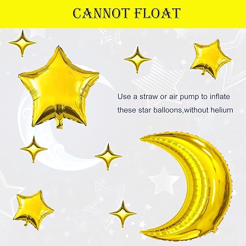 Miniatura 10 de Globos de estrella dorados, 50 globos de estrella de PSKJATIN de 5 pulgadas, pequeños globos de estrella dorada de Mylar para decoraciones de fiestas