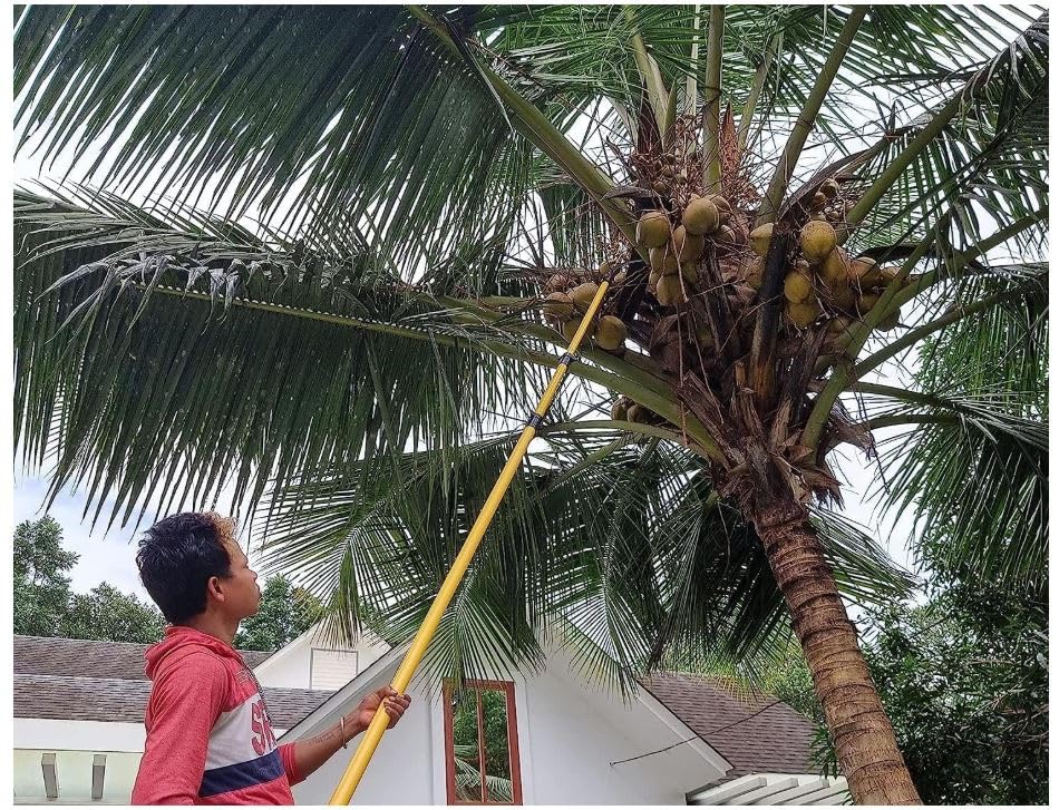 Image of Grass Sickle Cutter Head | Heavy Coconut Plucker with Adjustable Handle Clamp | Razor- Sharp Metal Blade for Tree Branches, Grass, Weeds, Gardening | Multipurpose Agricultural Hand Tool