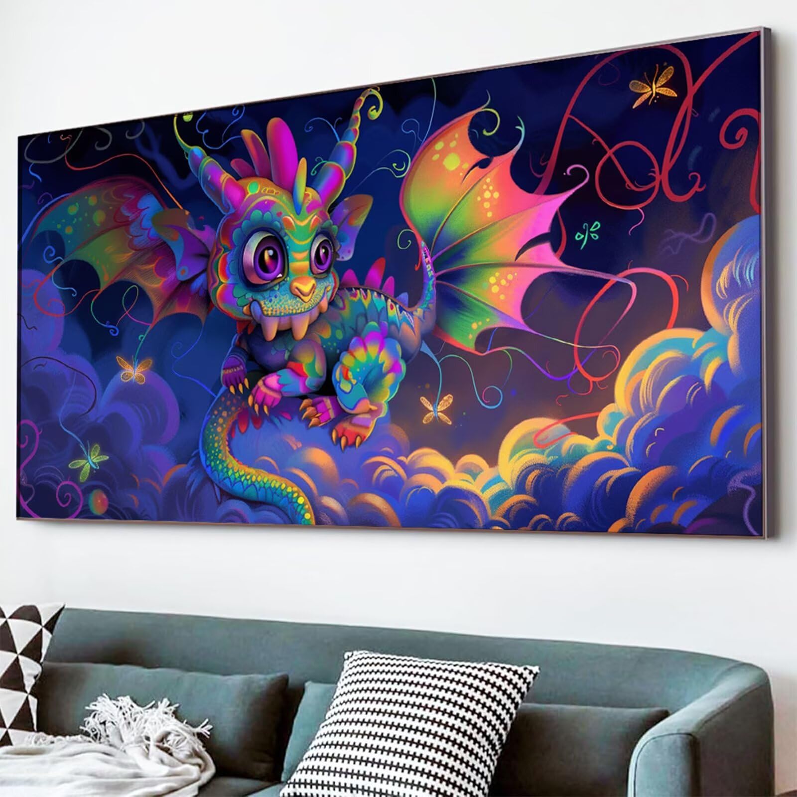 Diamond Painting Niedlich Diamond Painting Erwachsene Dinosaurier Bastelset Kinder ab 6 Jahre Mosaikherstellung Kreatives Geschenke für Mädchen Anfänger, Kreuzstich Craft Zimmer Deko 70x140cm Y5-955