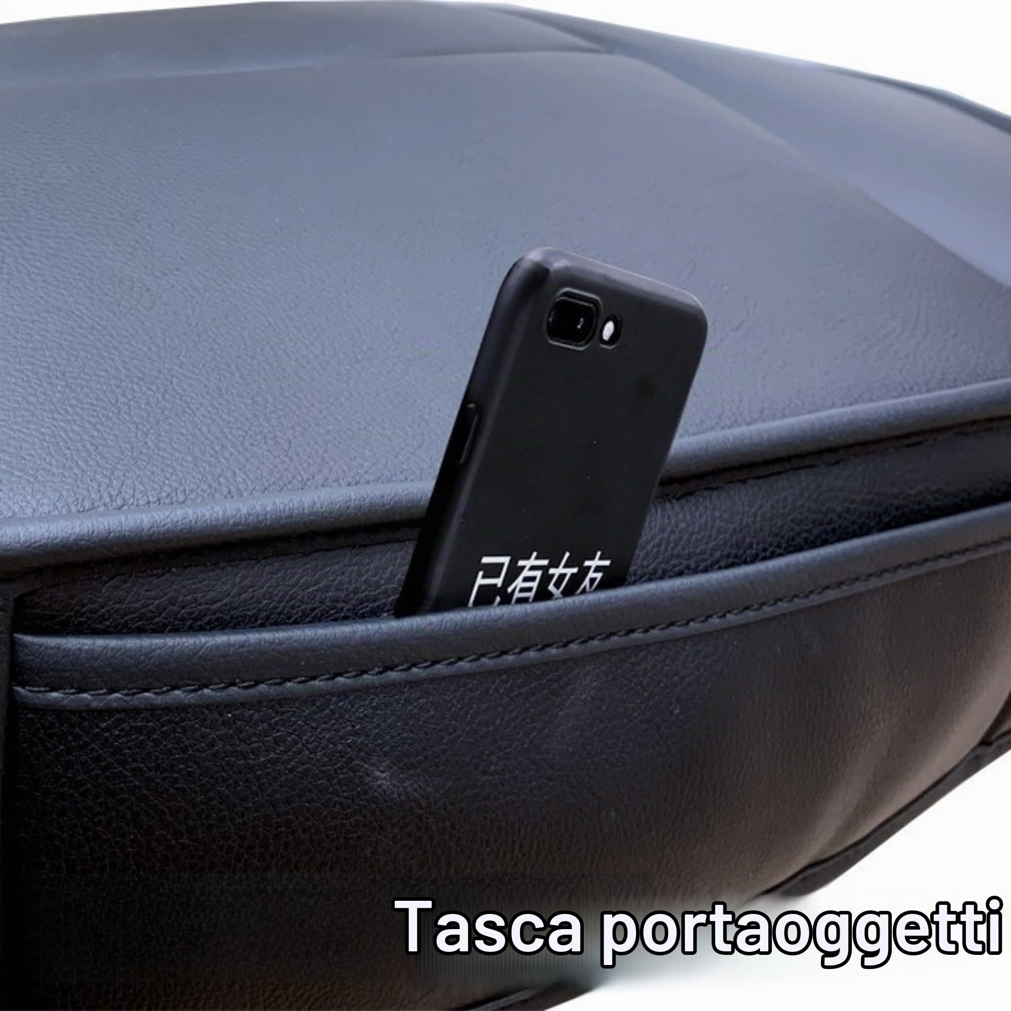 SUQ 2PCS Copertura Sedile Anteriore, Premium PU Copertura Sedile Dell'Automobile, Impermeabile Cuscino Sedile Dell'Automobile, Protezione Cuscino Sedile per Maggior Parte Veicolo, Nero