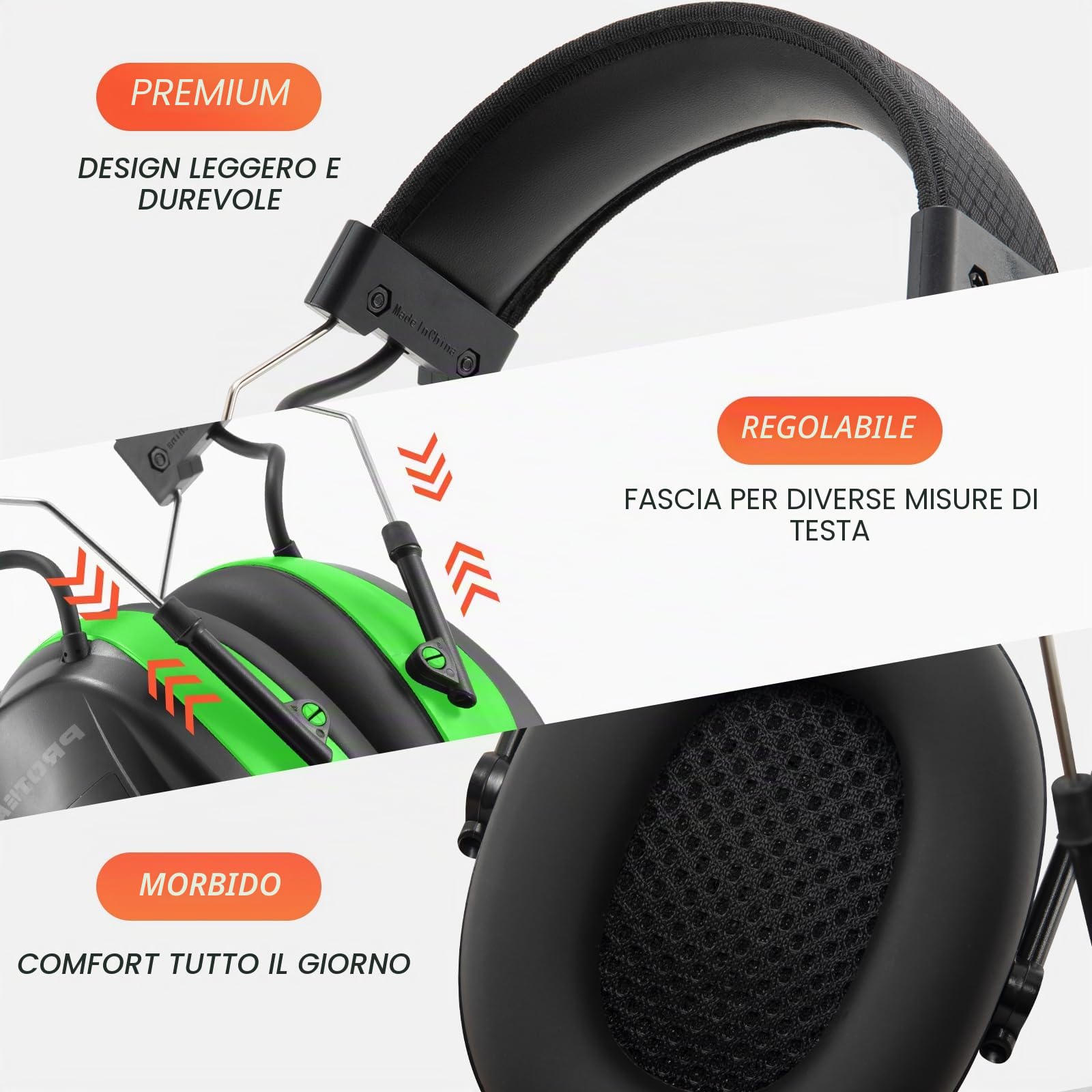 Cuffie antirumore con radio DAB+/FM e Bluetooth 5.3, cuffie wireless con cancellazione del rumore per officina, giardino/falciatura, SNR 30 dB, Dab+/Fm/Bluetooth, One Size fits most,adjustable