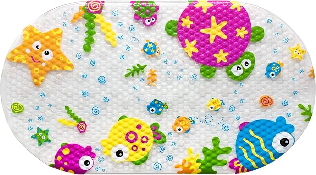 OTHWAY Baby Non Slip Bath Mat, Childrens Bath Mat Anti Mould Baby Bathtub Mat Safety Toddlers and Nippers Bathroom Shower Tub Mats with Suction Cups, 39 x 69cm (Marine life)