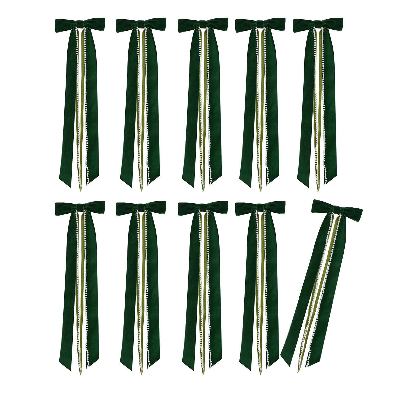 Tsophreniq 10Pcs Velvety Bowknot with Pearls Tassels Christmas Tree Decoration for Wreath Mantels Wedding Festival Decoration Velvety Christmas Tree Ornaments