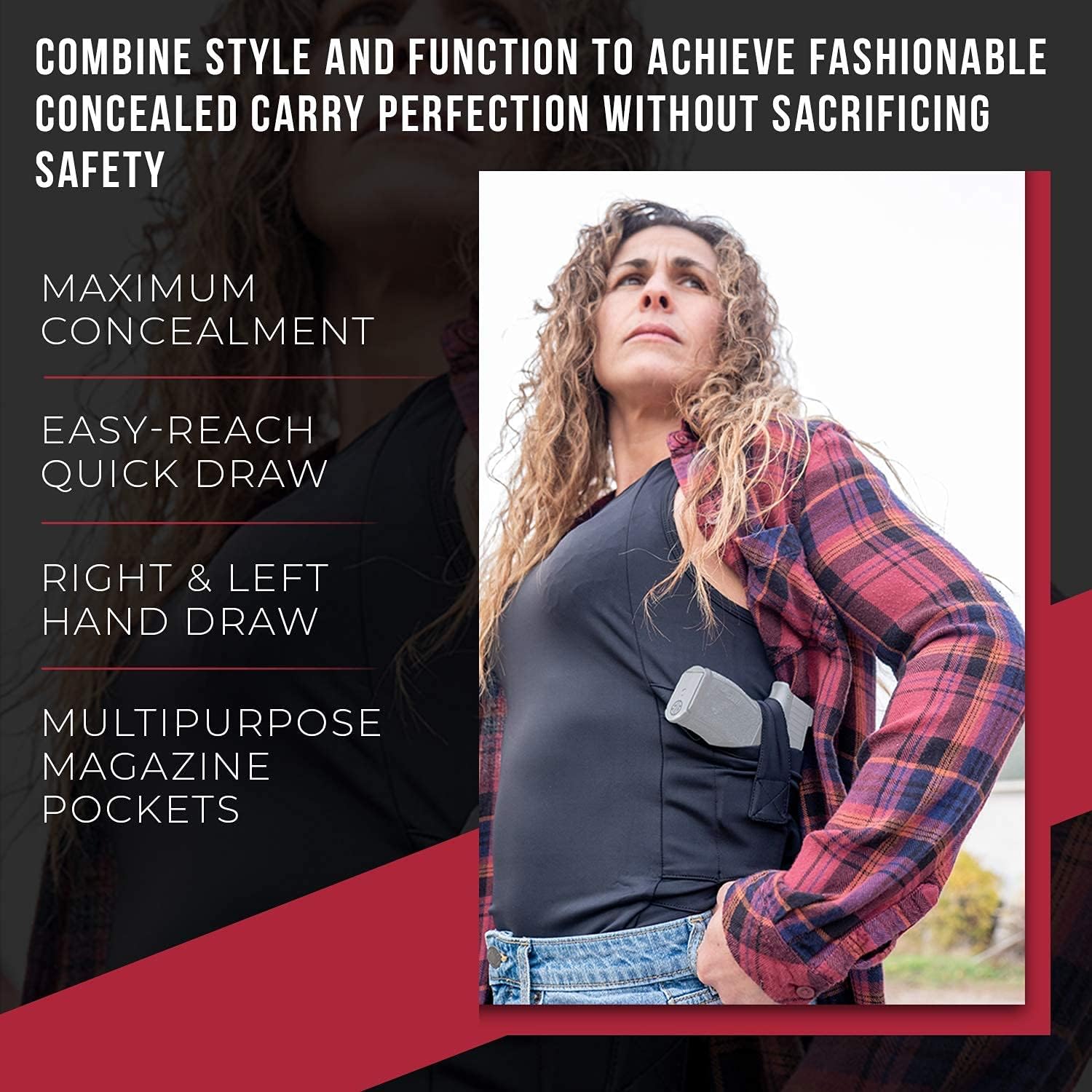 Graystone Holster Tank Top Shirt Concealed Carry Clothing for Women Concealment Compression CCW Tactical Clothes