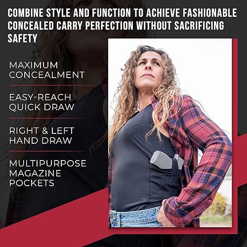 Miniatura 9 de Graystone Holster - Camiseta sin mangas oculta para mujer, ropa táctica de compresión CCW