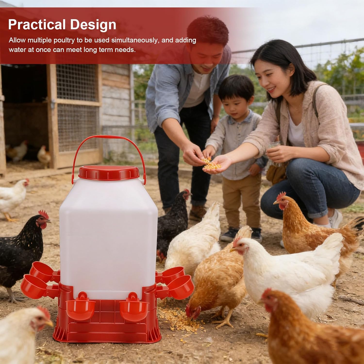 Chick Waterer, 10L Large Capacity Plastic Poultry Water Fountain and Feeder with Easy Setup, Ideal for Ducks, Chickens & Other Poultry