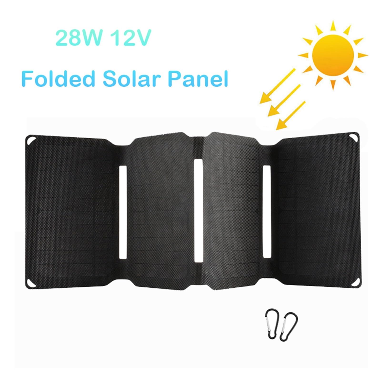 Pannello Solare Portatile USB Pieghevole for Telefono Cellulare Caricabatterie for Banca di Alimentazione Celle solari Batteria Campeggio Impermeabile all'aperto(28W 12V 4 fold-01)