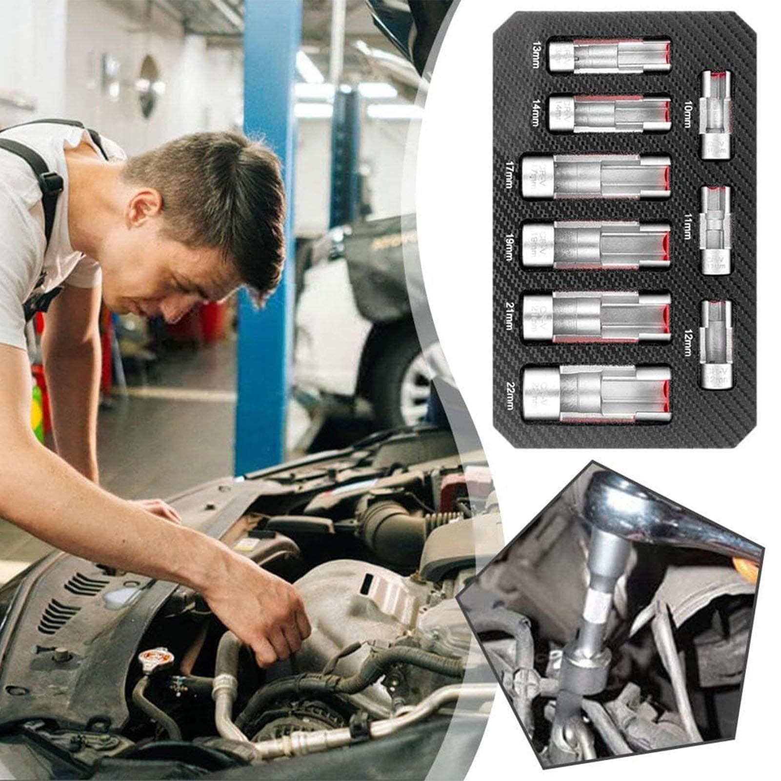 Juego de llaves de vaso para reparación de automóviles, herramientas de | extracción de tuercas automotrices, kit de herramientas de enchufe de precisión, herramienta de reparación de automóviles de