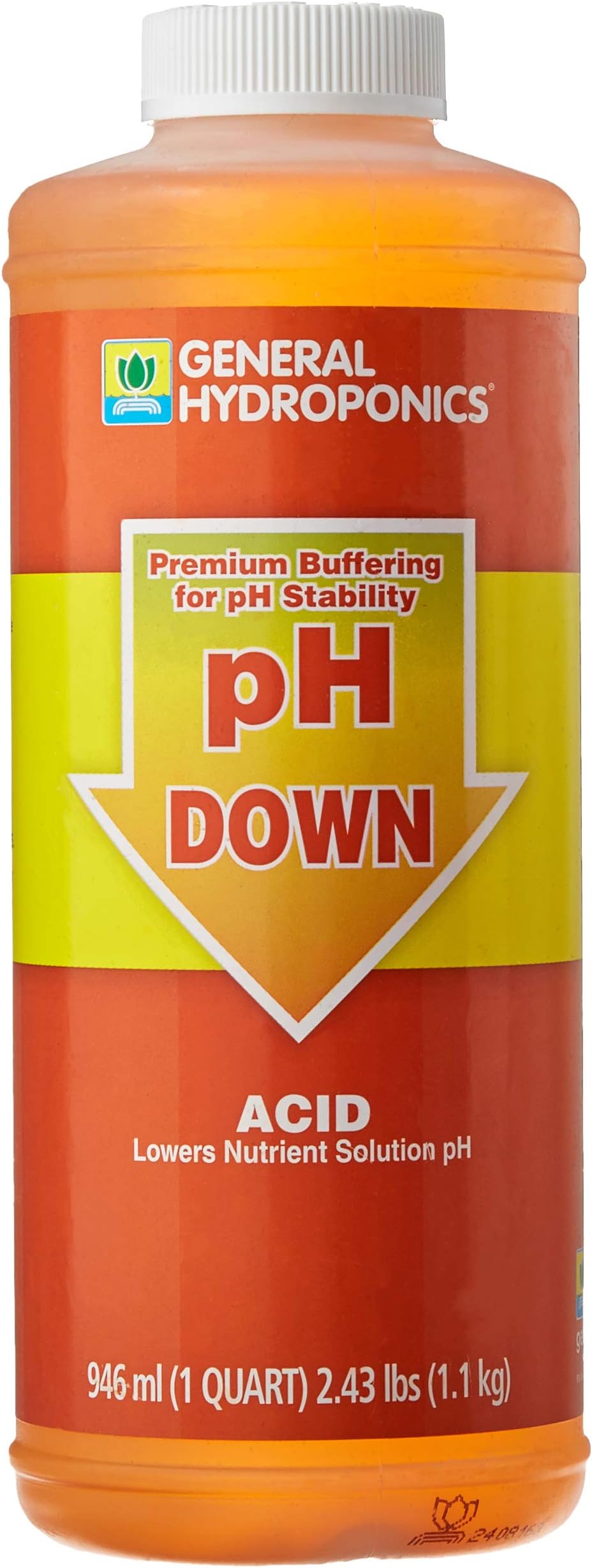 General Hydroponics pH Down Liquid Fertilizer, 1-Quart