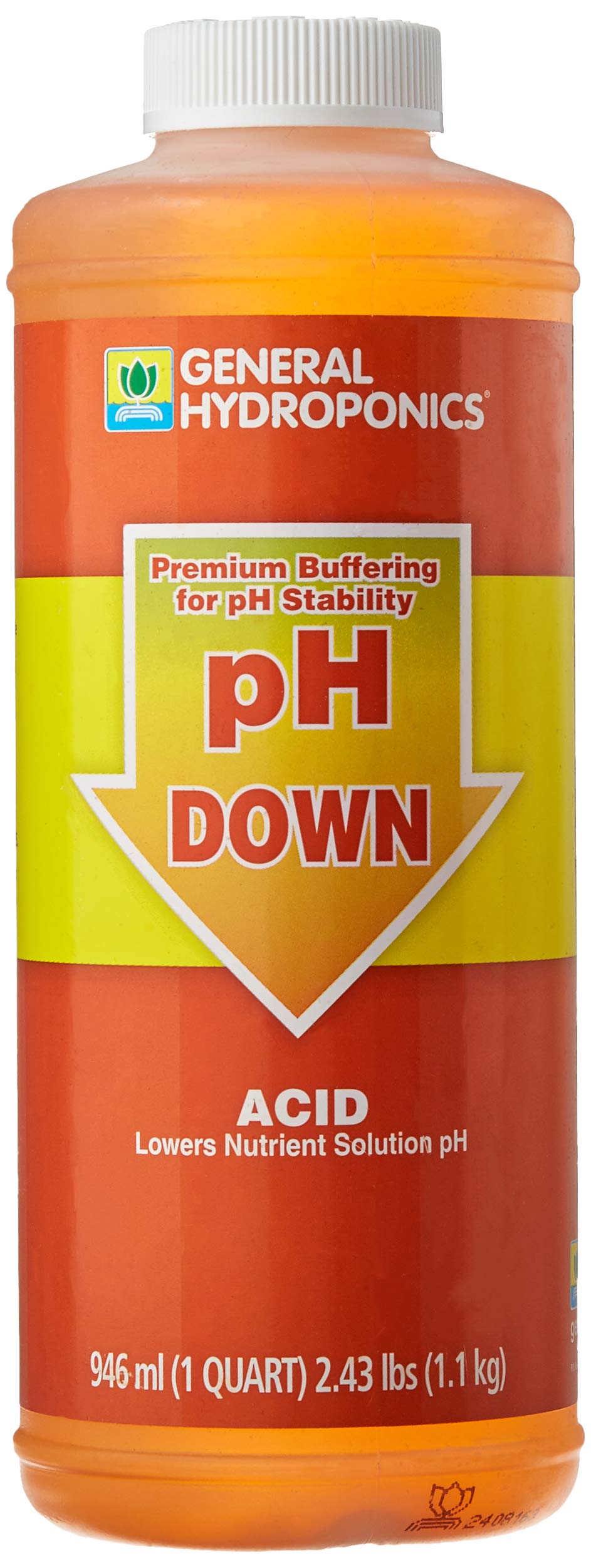 General Hydroponics pH Down Liquid Fertilizer, 1-Quart