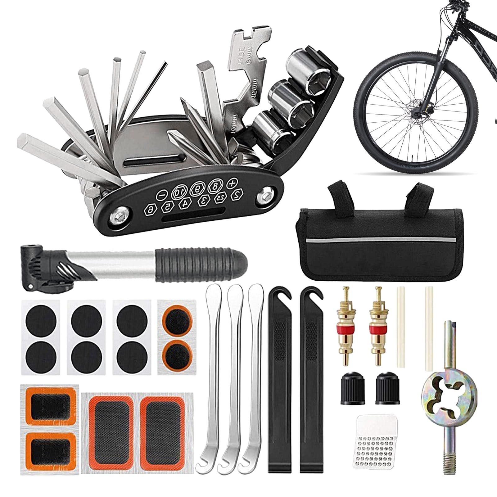Lambo Bike Repair Bag | Bike Multi-Tool Repair Kit | Portable Bike Maintenance Tool Set, Multi-Tool Repair Kit for Road Bikes and Bikes