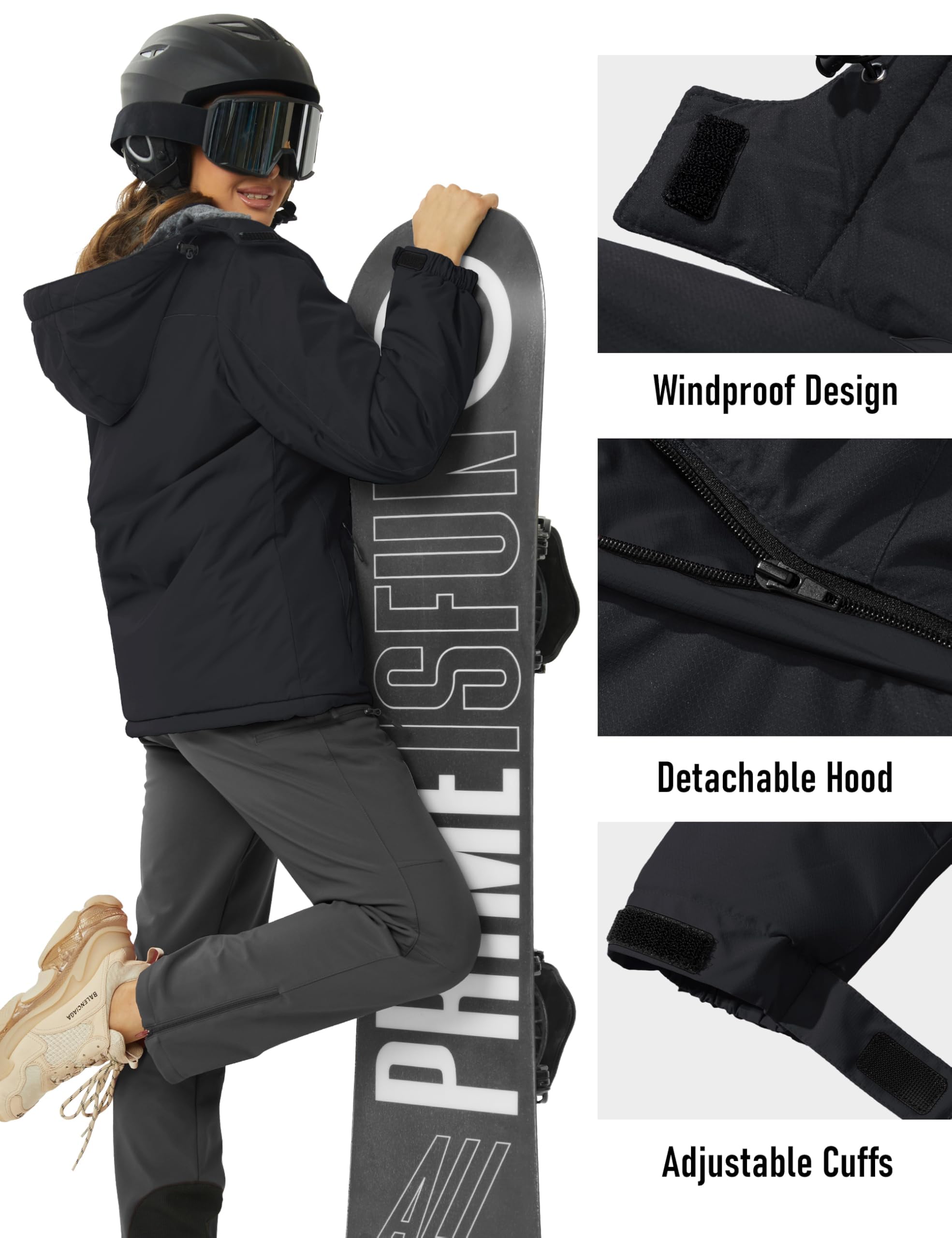 MAGCOMSEN Winterjacke Damen Skijacke mit Fleece Parka Winter Softshell Jacke Ski Snowboardjacke Wasserdicht Windschutz