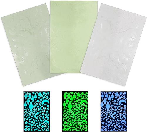 315 unidades de estrellas que brillan en la oscuridad, para techo, estrellas que brillan en la oscuridad y la luna, calcomanías adhesivas de pared