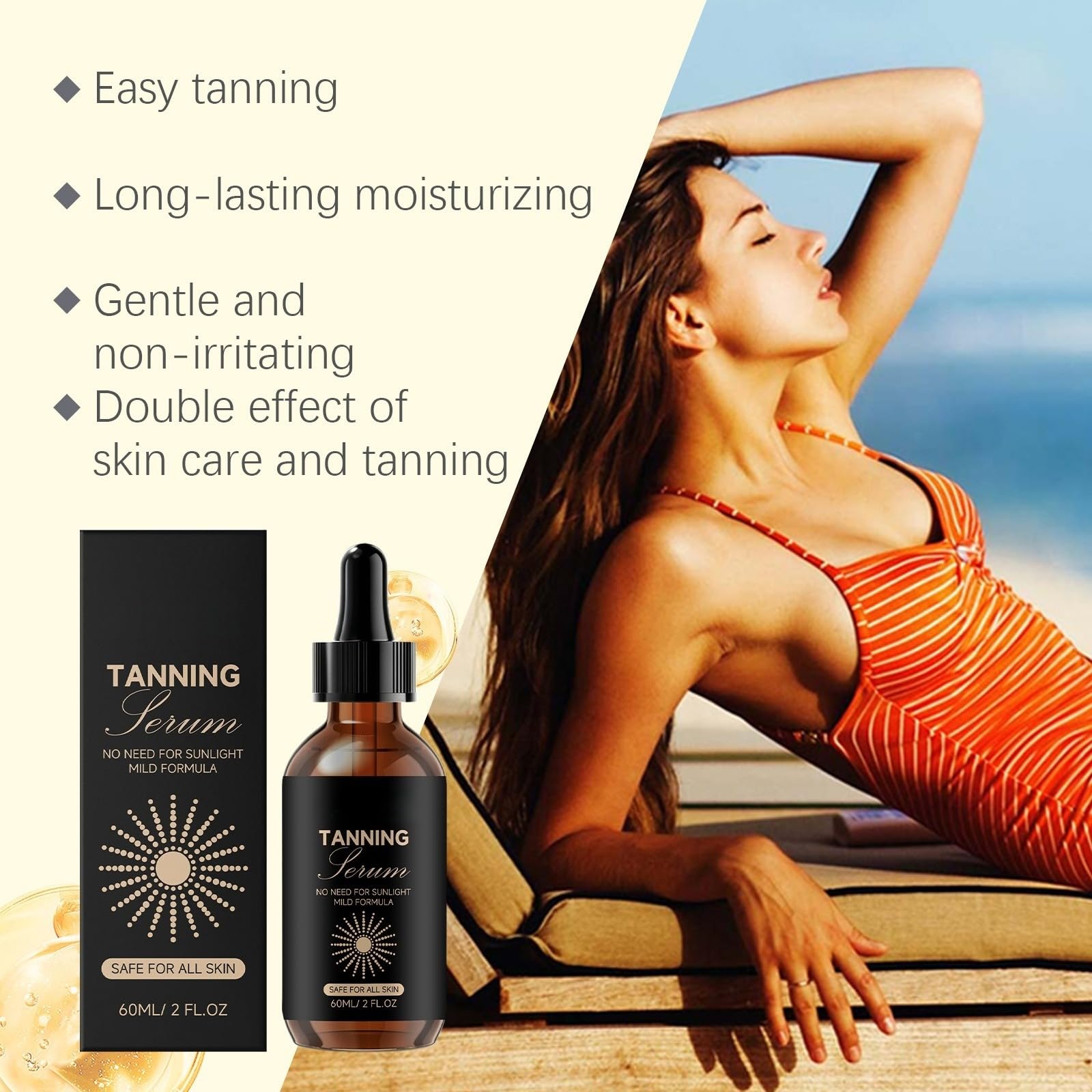 Sérum autobronzant autobronzant sans soleil formule douce pour toute peau