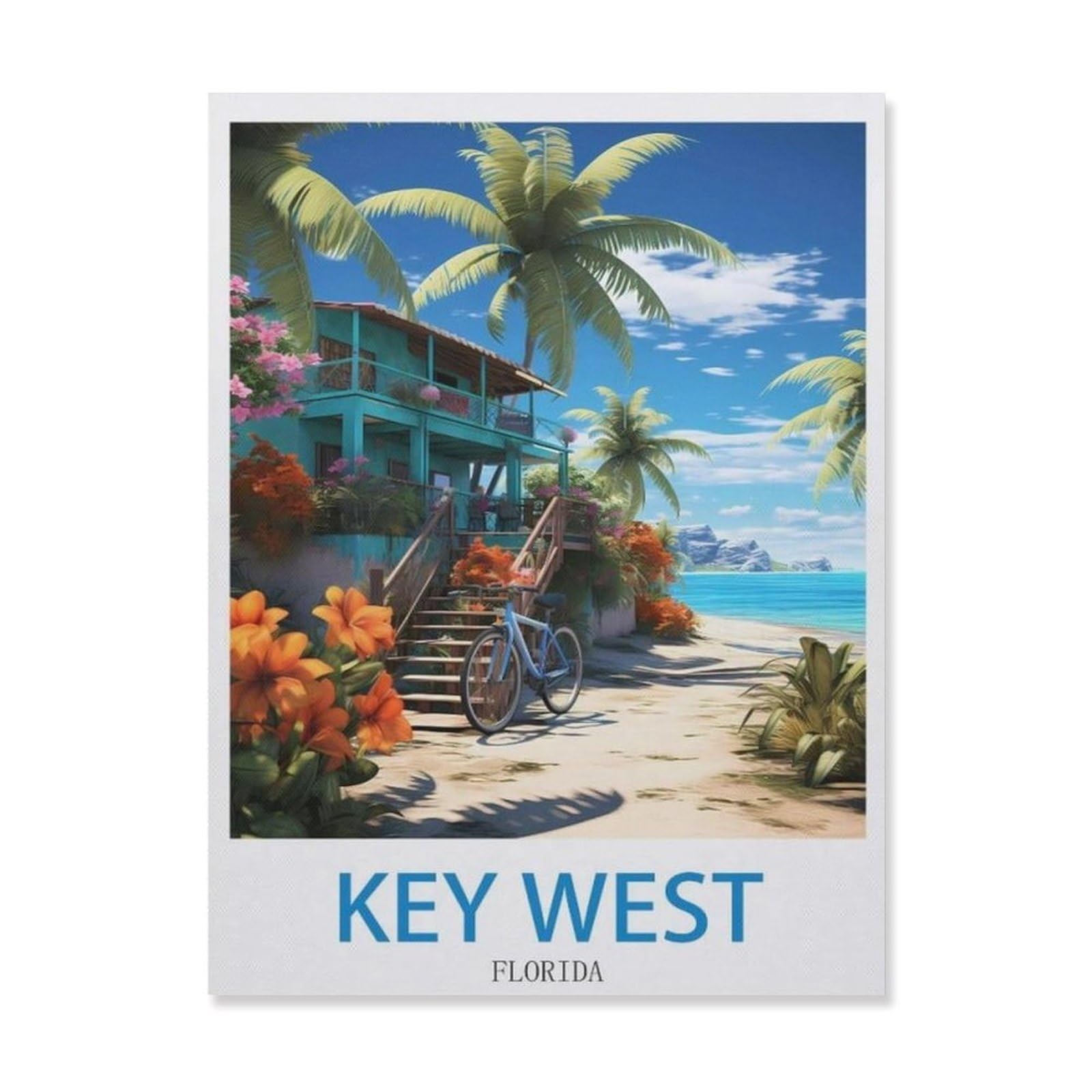 Funny Metal Tin Sign Wall Decor，Key West Florida(15x30cm）